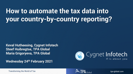 How To Automate The Relevant Tax Data Transfer Into Your Country-By-Country Reporting?